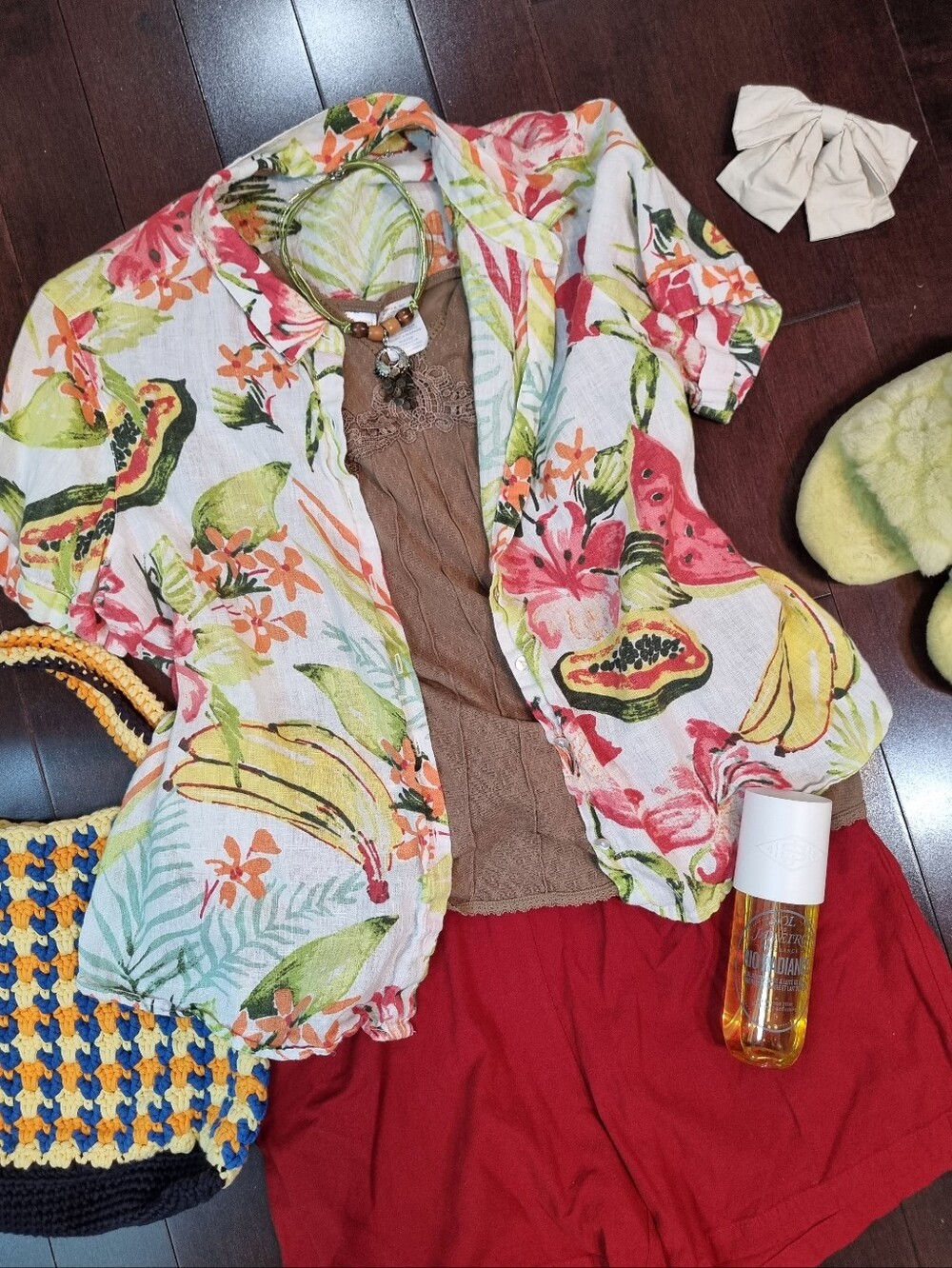 C&C | Linen Fruit Print Multicolour Resort Shirt